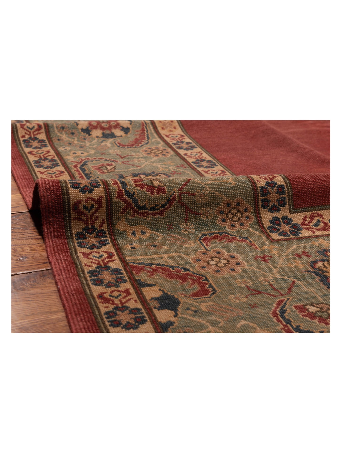 Antiqua Loom Red Green 6.7x7.4 Hand Knotted Rug