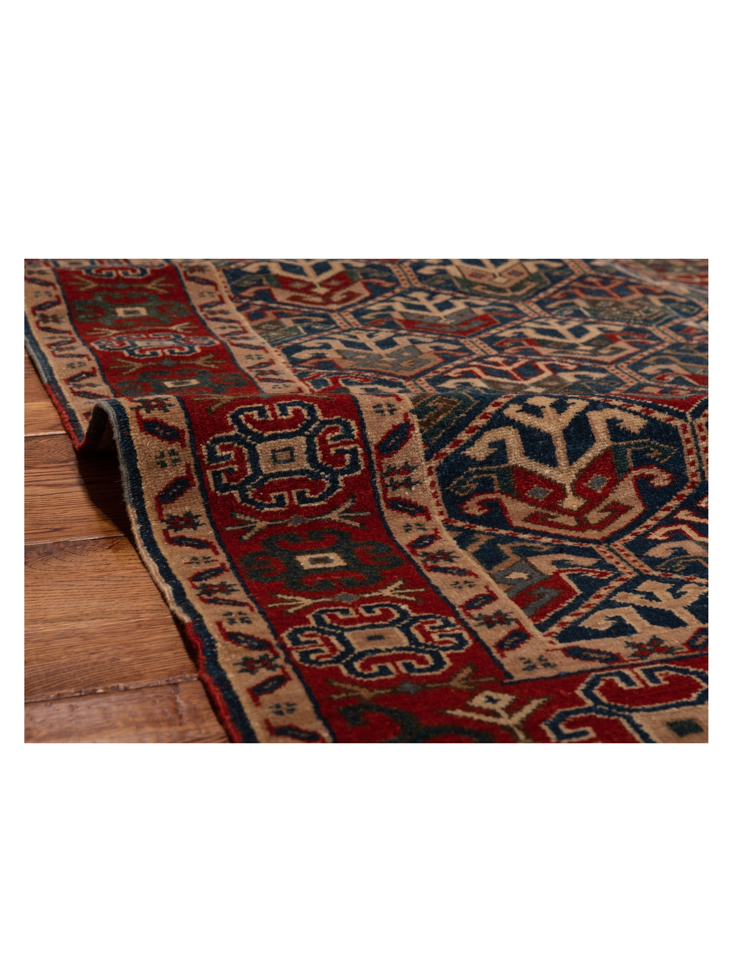 Antiqua Loom Navy Red 4.4x5.10 Hand Knotted Rug