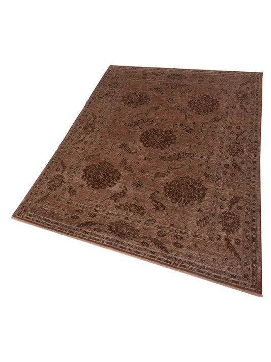 Elowen Brown Ice Blue 6.5x9 Hand Knotted Rug