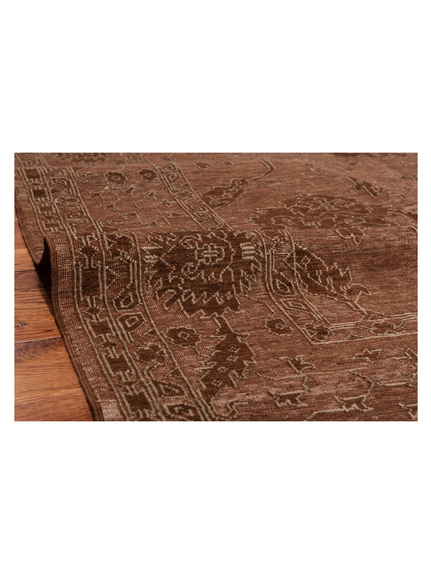 Elowen Brown Ice Blue 6.5x9 Hand Knotted Rug