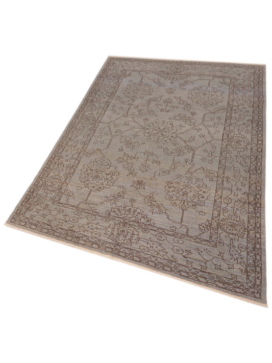 Elowen Silver Dark Brown 6.7x9.5 Hand Knotted Rug