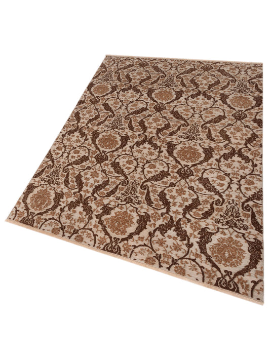 Defnera Beige Brown 6.7x9.3 Hand Knotted Rug