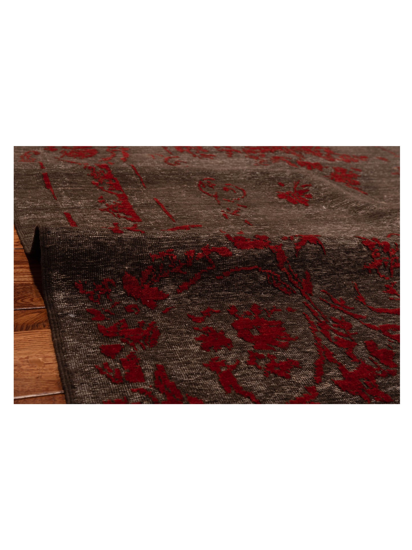 Defnera Charcoal Red 6.5x9.5 Hand Knotted Rug