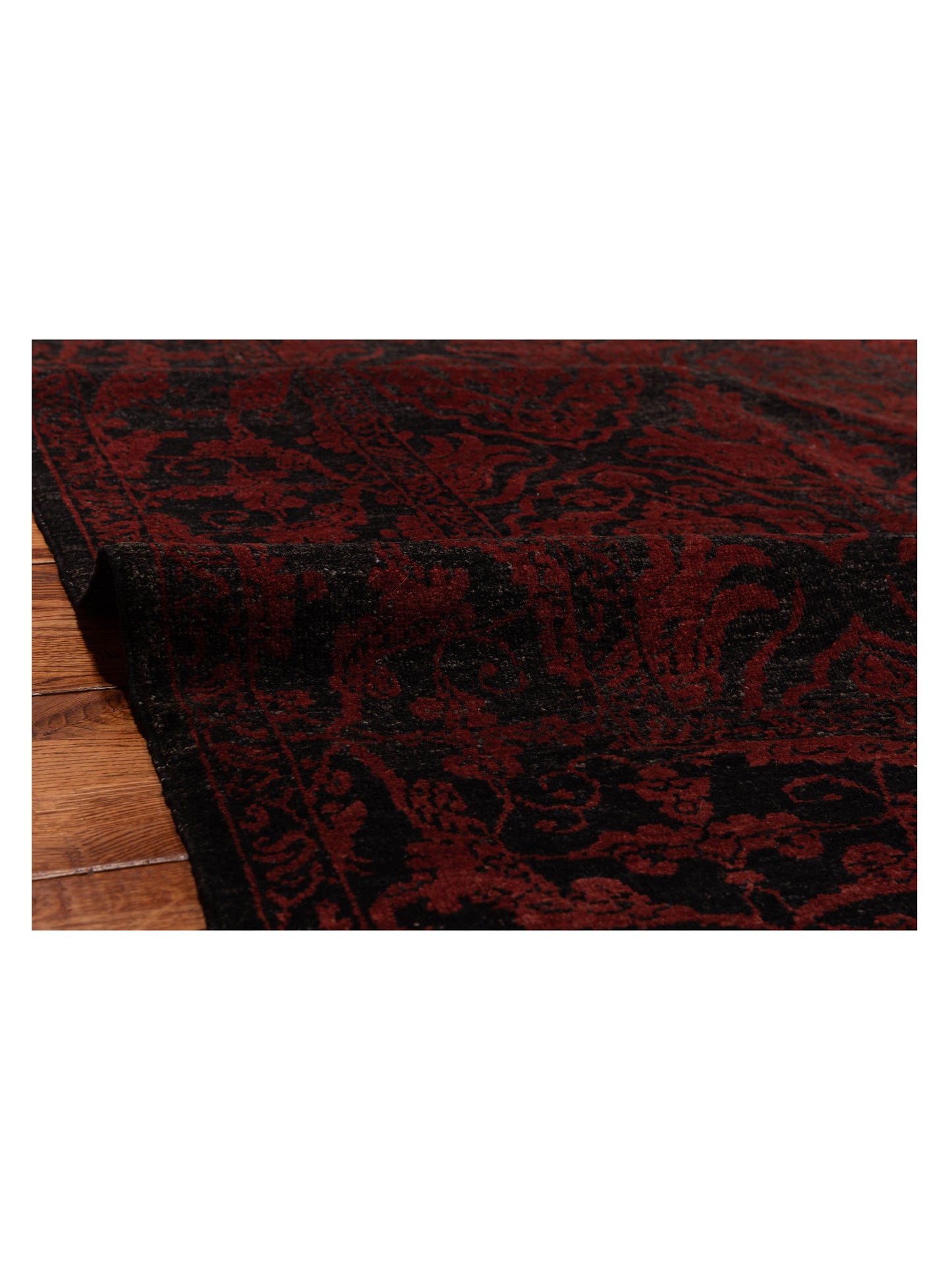 Defnera Charcoal Red 6.4x8.6 Hand Knotted Rug