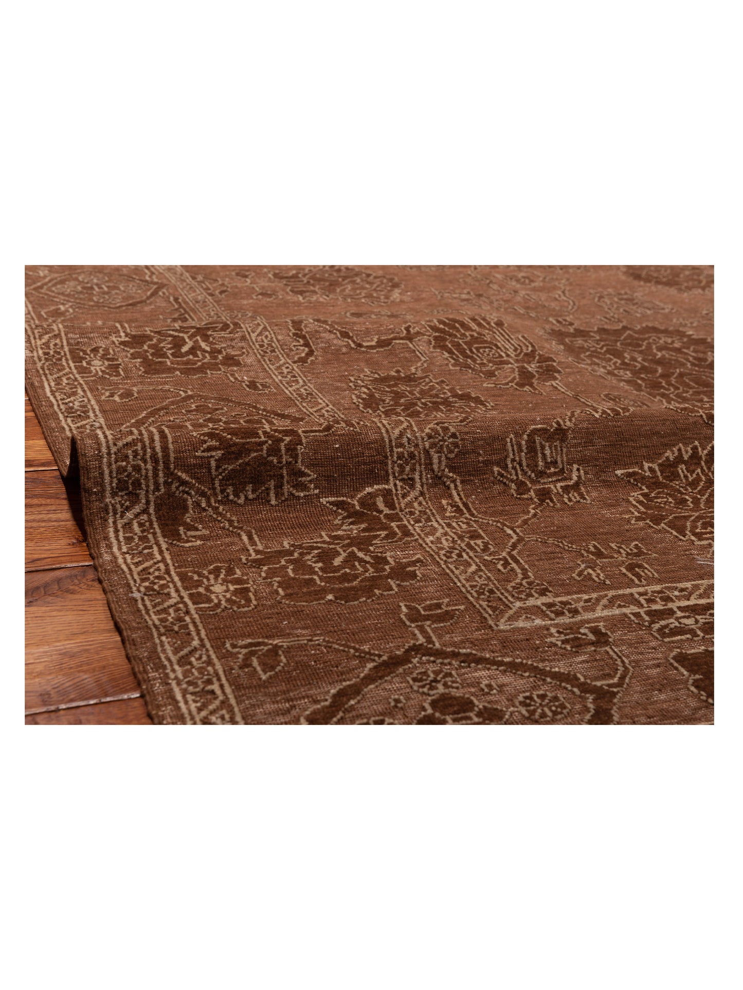 Elowen Brown Ice Blue 6.7x9.6 Hand Knotted Rug