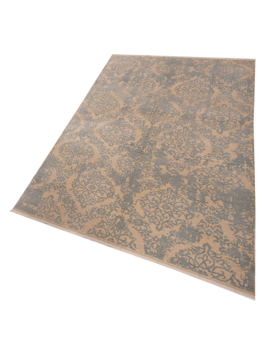 Defnera Ivory Ice Blue 6.8x10.2 Hand Knotted Rug