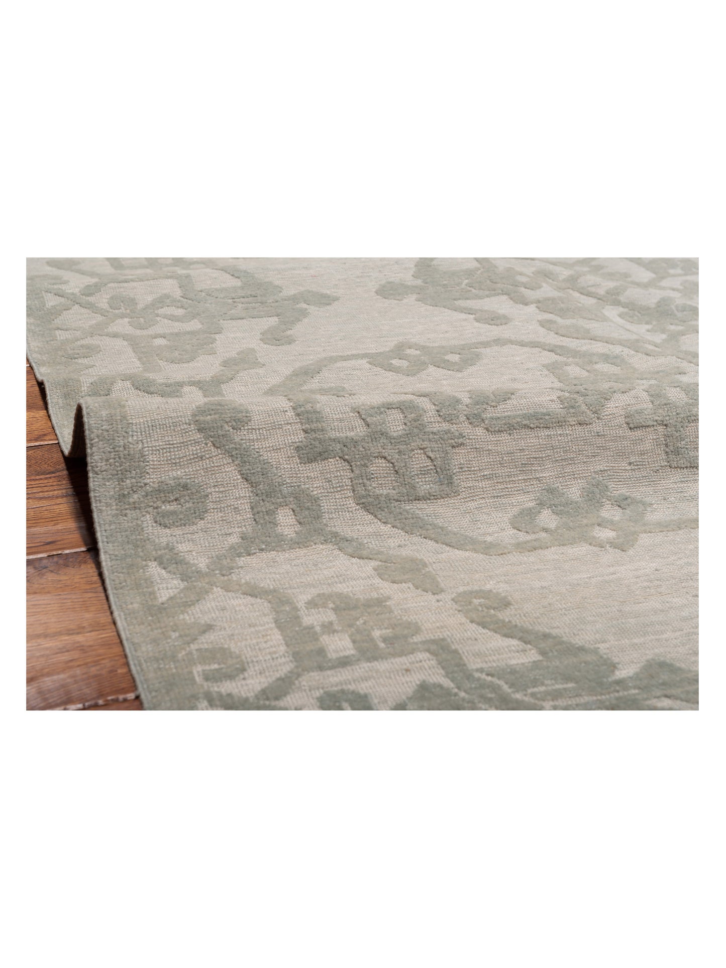 Defnera Ice Blue Ice Blue 8x9.5 Hand Knotted Rug