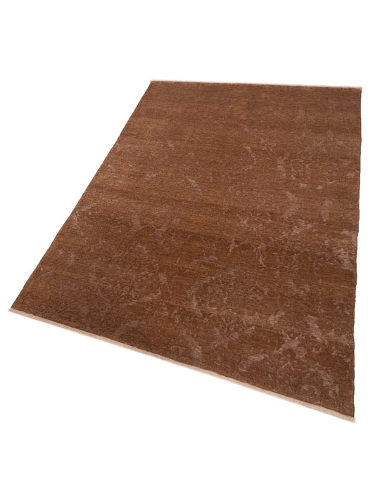 Defnera Dark Brown Brown 6.7x9.9 Hand Knotted Rug