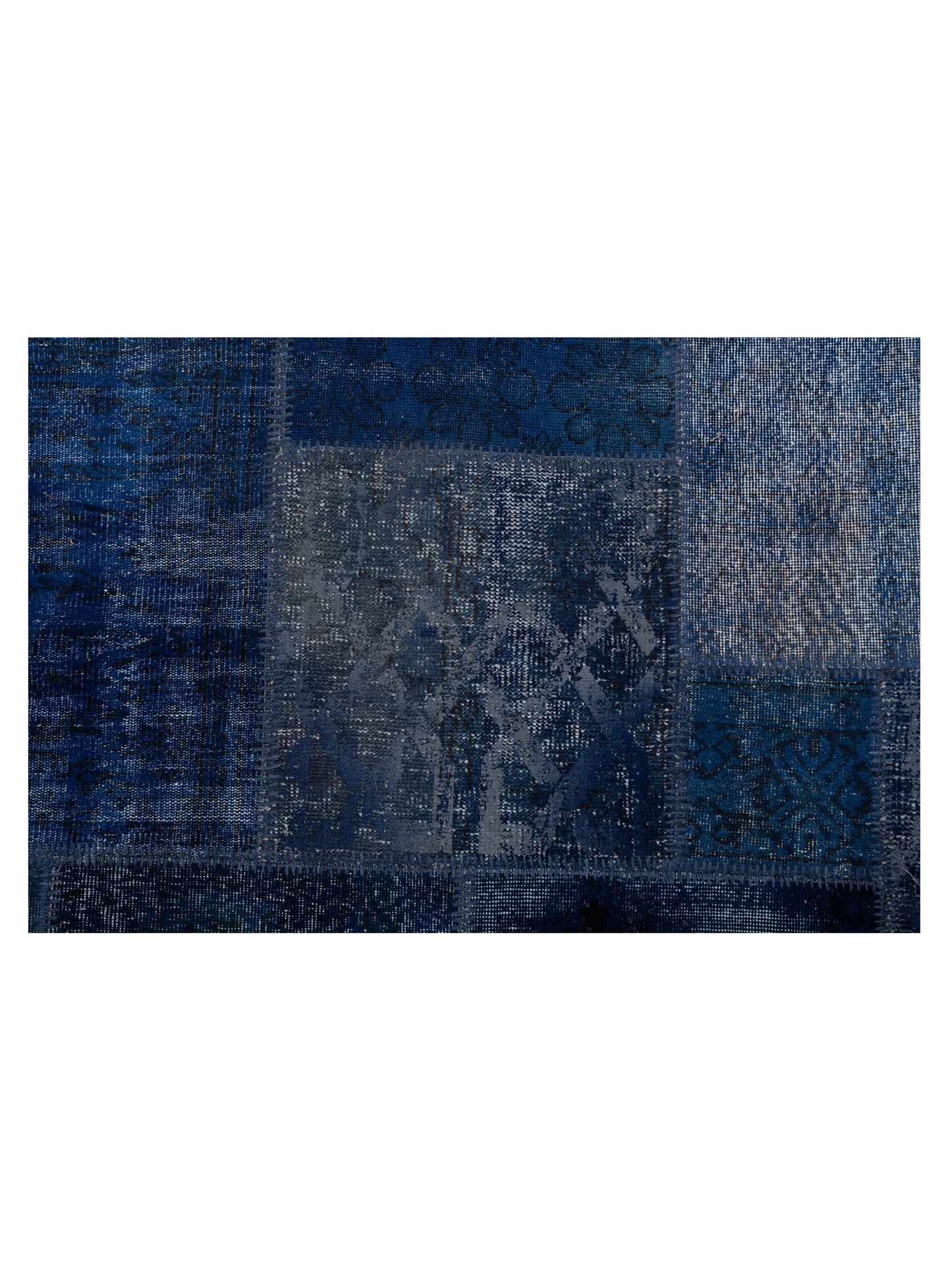 Patchwork Dark Blue 9x12 Hand Knotted Rug