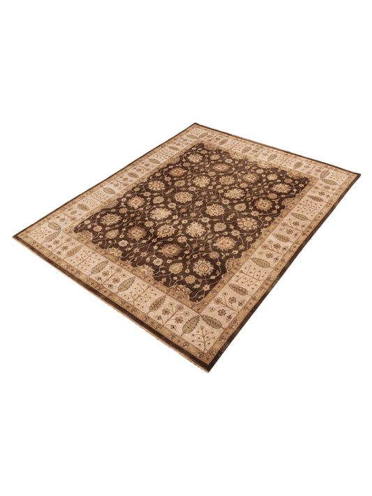 Zardun Brown Ivory 7.11x9.10 Hand Knotted Rug