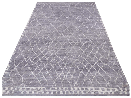 Baskra Dark Gray Ivory 10.3x14 Hand Knotted Rug