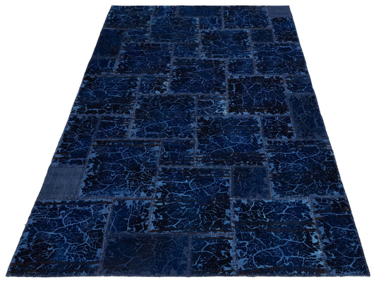 Patchwork Navy Navy 6.6x9.9 Hand Knotted Rug