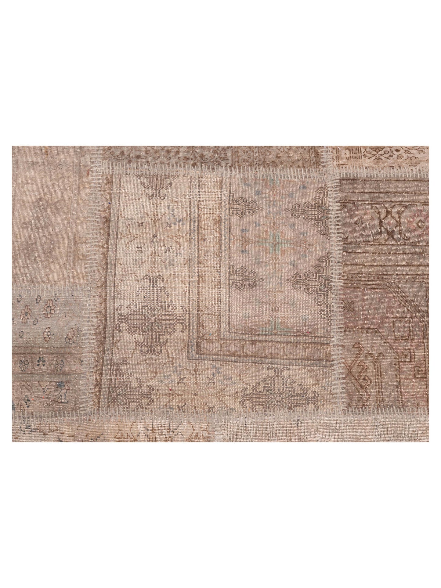 Patchwork Gray Gray 9x12 Hand Knotted Rug