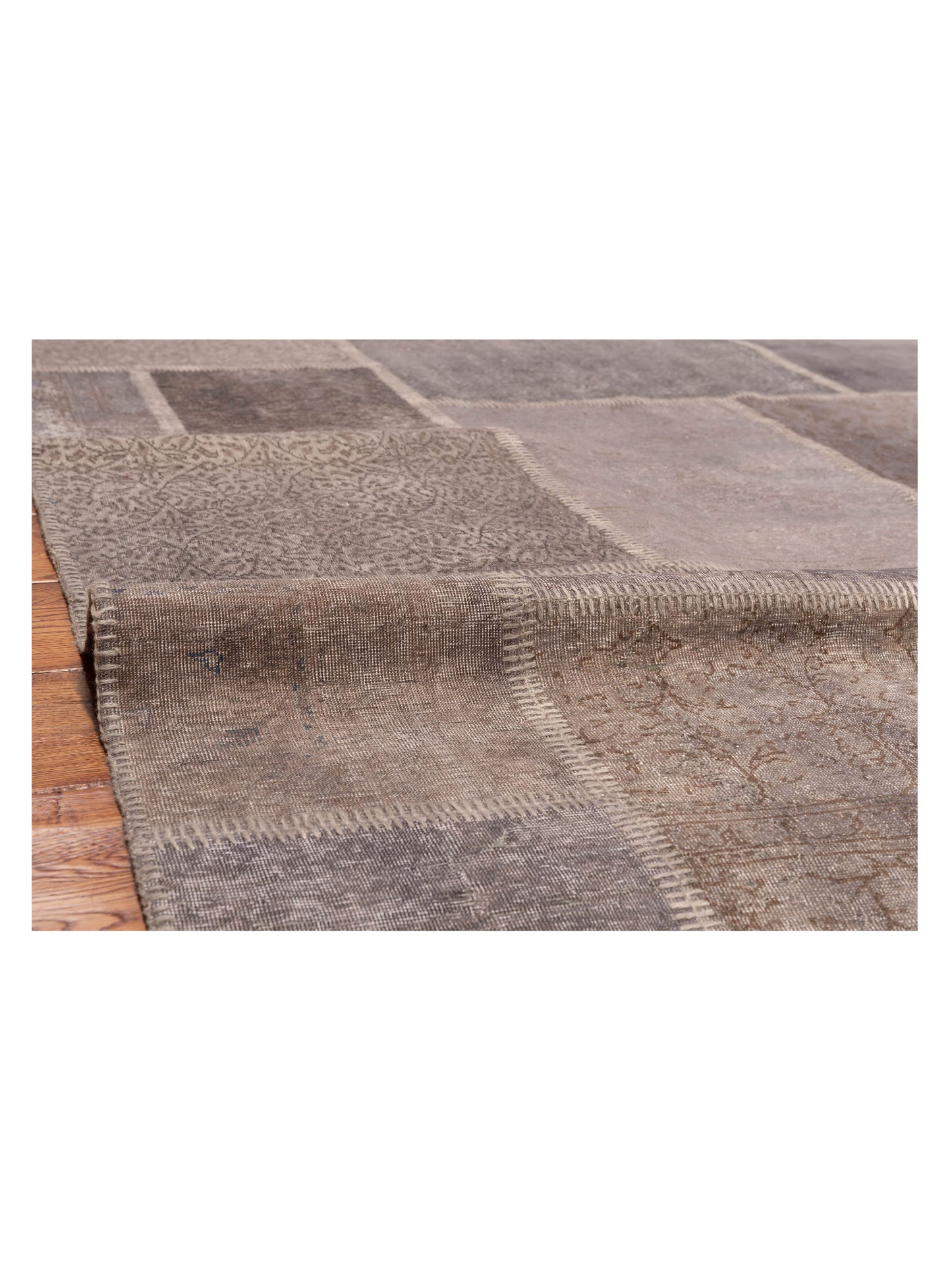 Patchwork Gray Gray 6.1x9.1 Hand Knotted Rug