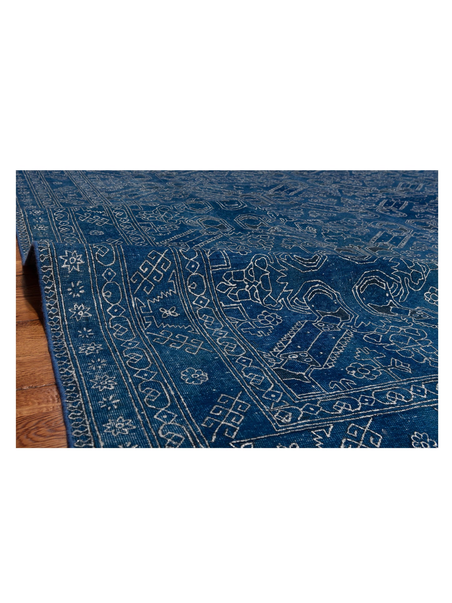 Vintage Blue Blue 7.9x10.11 Hand Knotted Rug