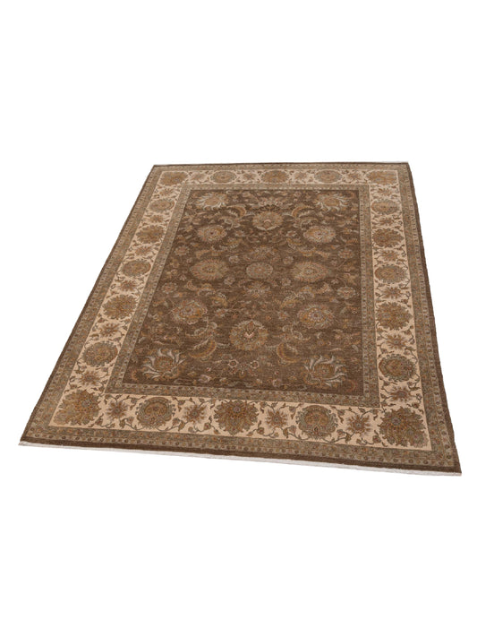 Jallira Brown Ivory 9.1x12 Hand Knotted Rug