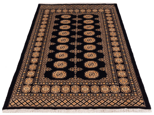 Bokhara Black Beige 4x5.9 Hand Knotted Rug
