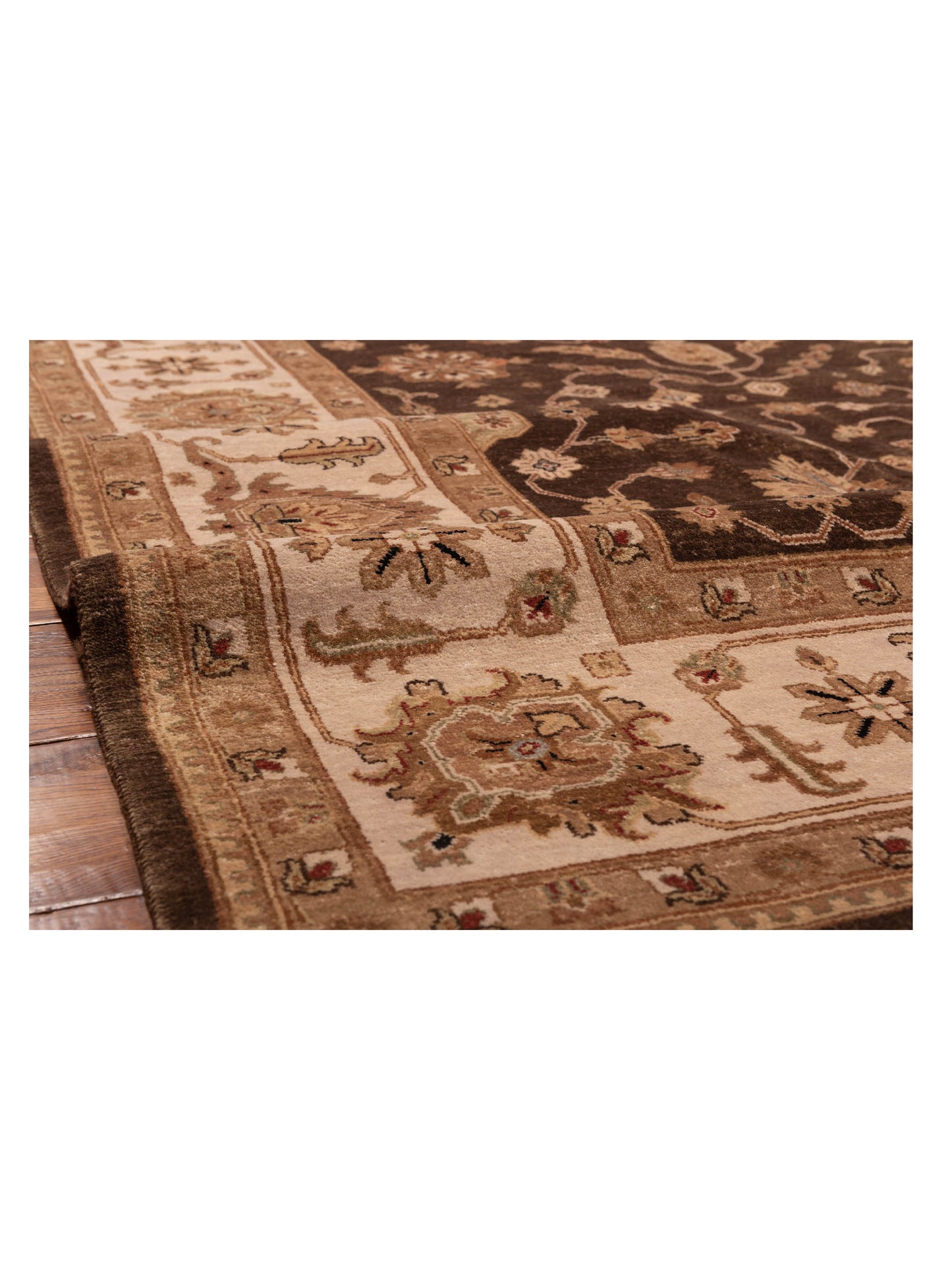 Zardun Dark Green Ivory 9x11.9 Hand Knotted Rug