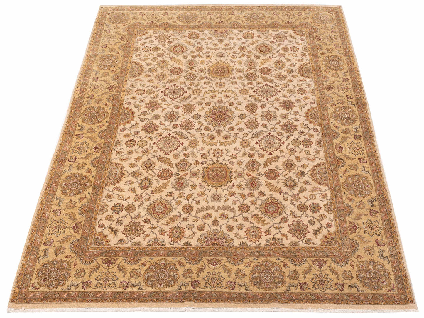 Zardun Ivory Gold 9x12.2 Hand Knotted Rug