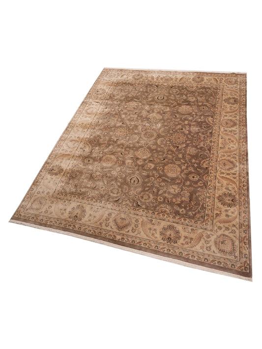 Corvella Brown Beige 9.1x12.2 Hand Knotted Rug