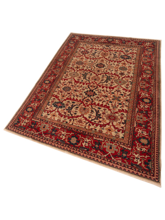 Antiqua Loom Ivory Red 6.9x10 Hand Knotted Rug
