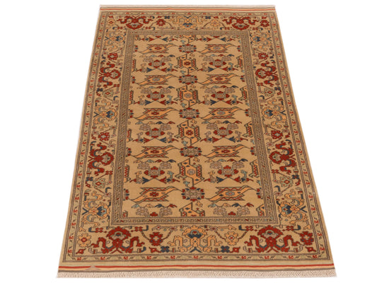 Shirvara Beige Beige 4x6 Hand Knotted Rug