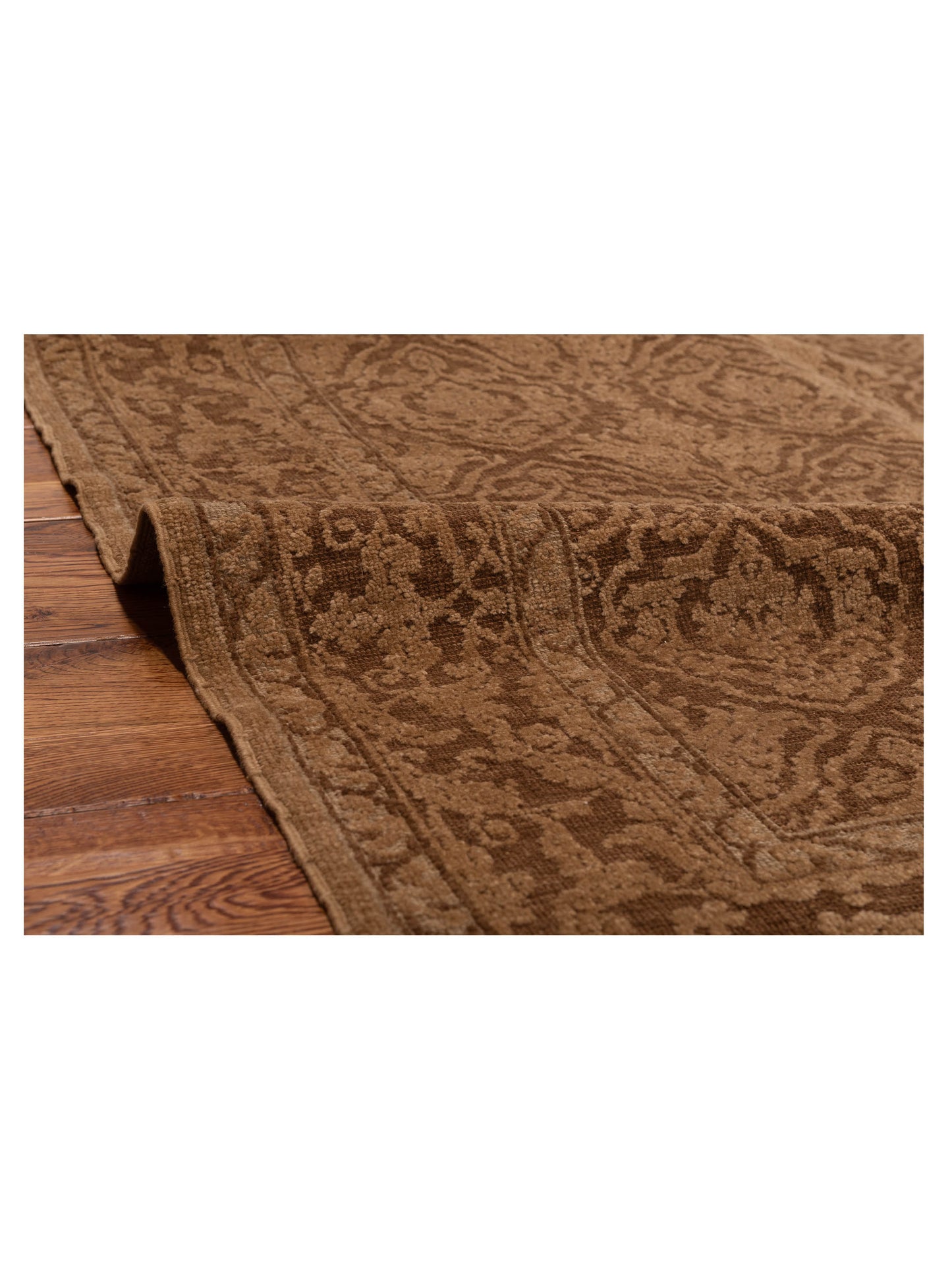 Defnera Ivory Brown 4.2x5.10 Hand Knotted Rug