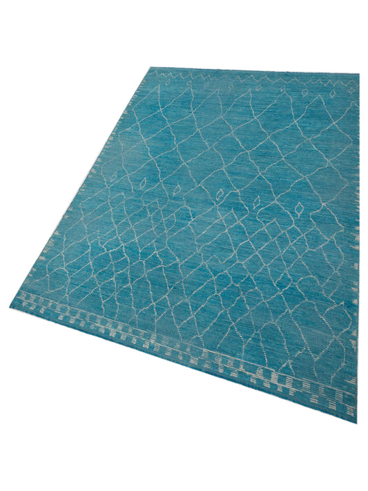 Baskra Turquoise Ivory 10.6x14.3 Hand Knotted Rug