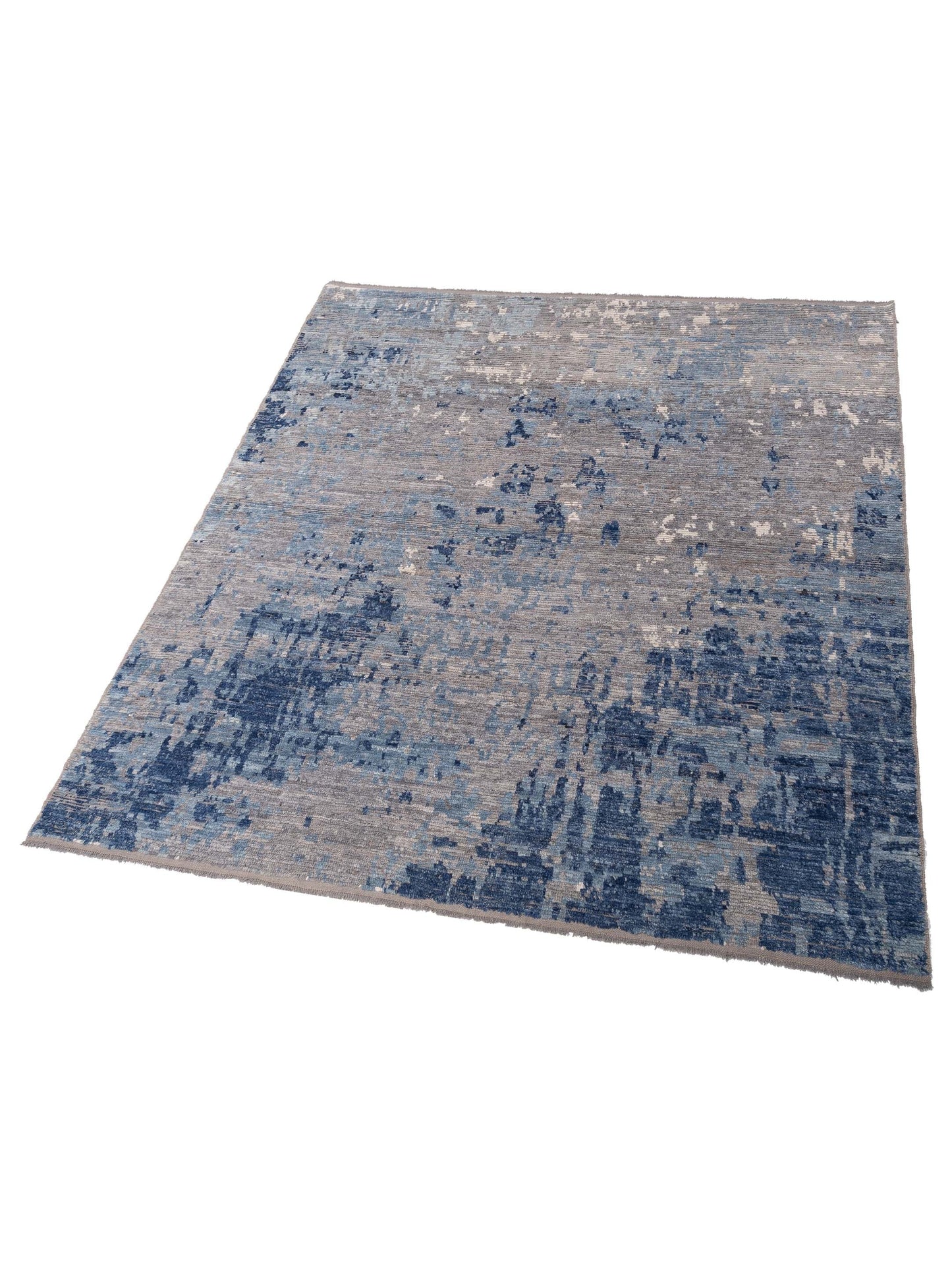 Anavera Dark Gray Dark Blue 7.11x9.3 Hand Knotted Rug
