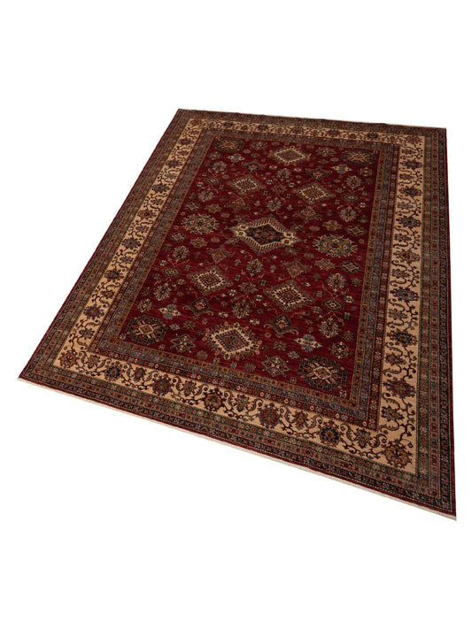 Zamira Red Ivory 9x12.3 Hand Knotted Rug