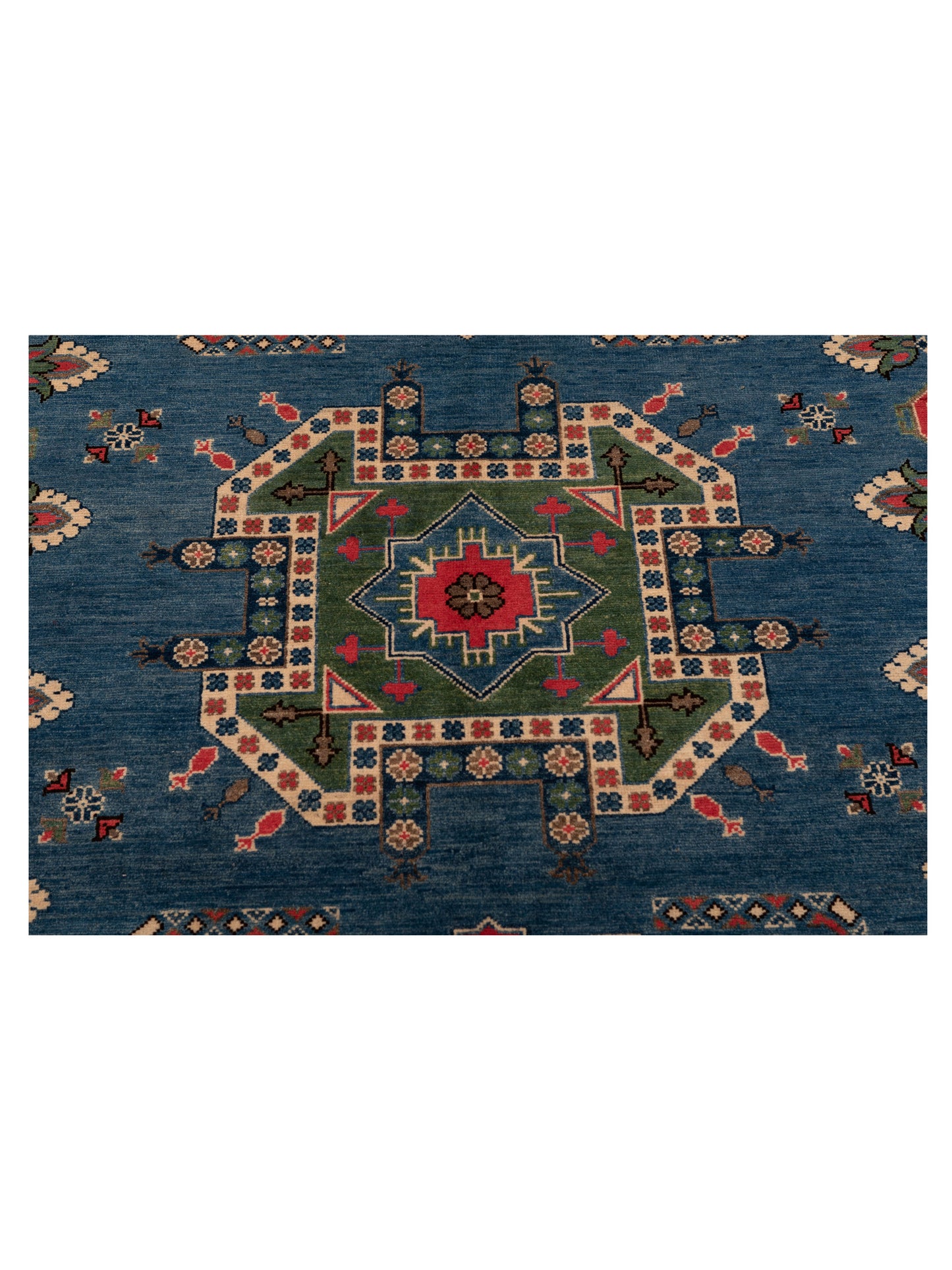 Kazura Blue Ivory 7.10x10.1 Hand Knotted Rug