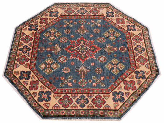 Kazura Blue Ivory 4.7x4.8 Hand Knotted Rug