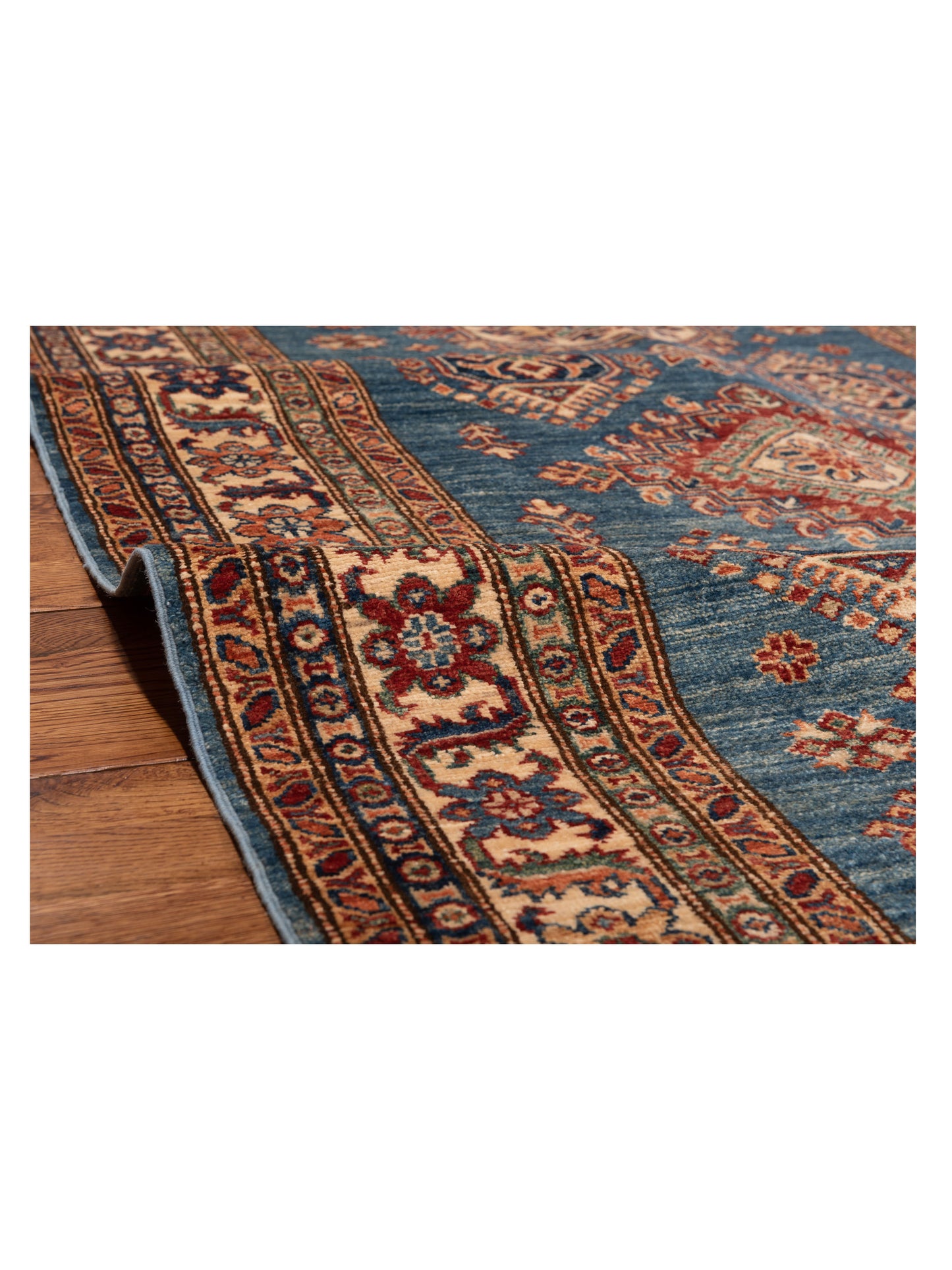 Zamira Blue Ivory 4.2x5.10 Hand Knotted Rug