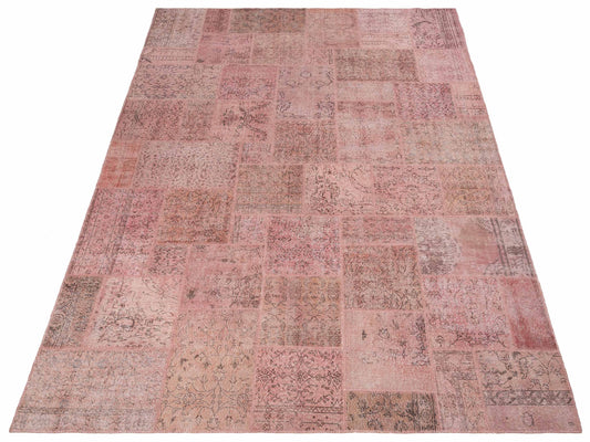 Patchwork Pink 10x13.8 Hand Knotted Rug