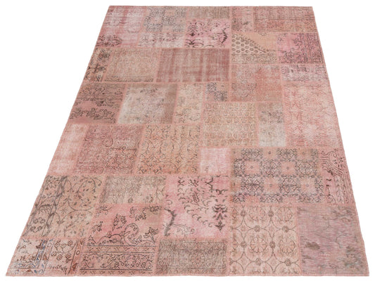Patchwork Pink 8x9.11 Hand Knotted Rug