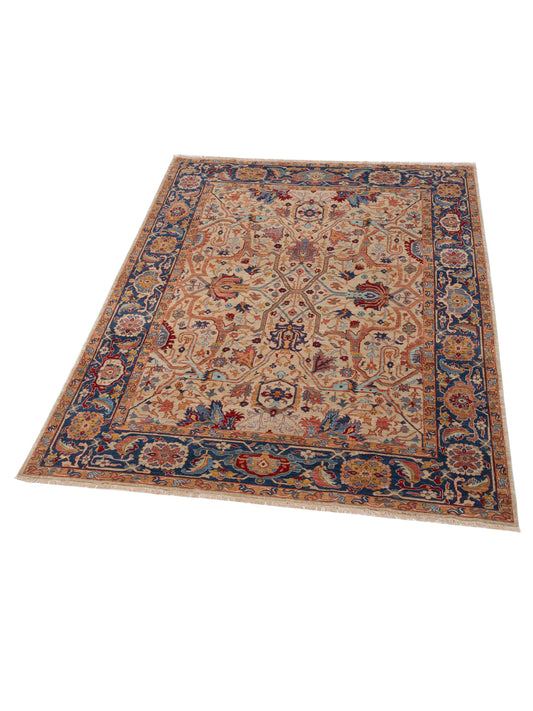 Antiqua Fine Ivory Navy 8x10.2 Hand Knotted Rug
