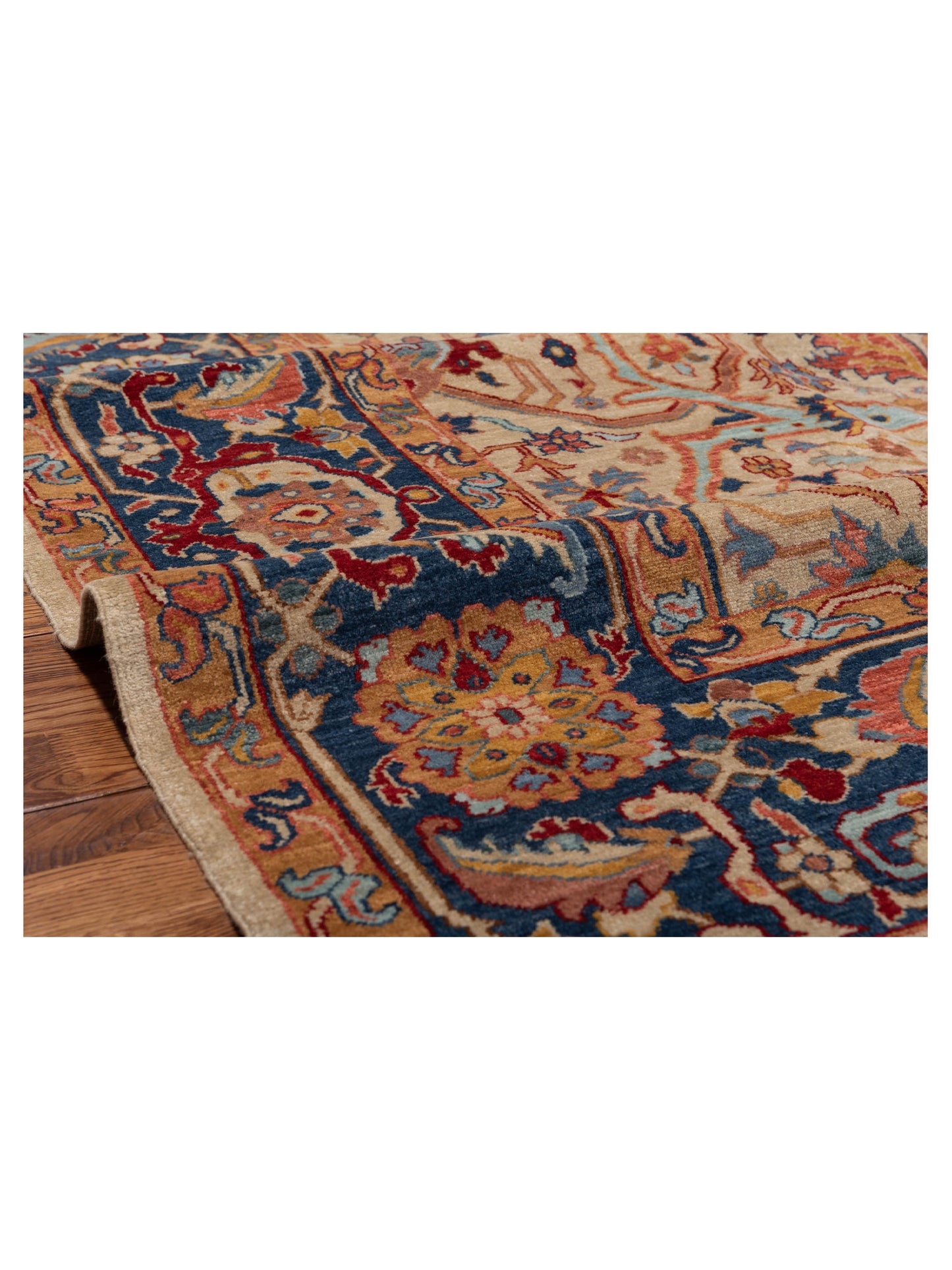 Antiqua Fine Ivory Navy 8x10.2 Hand Knotted Rug