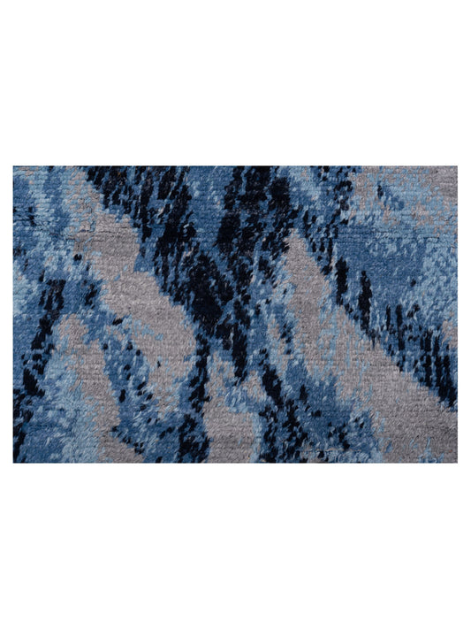 Anavera Blue Gray 8.2x9.9 Hand Knotted Rug