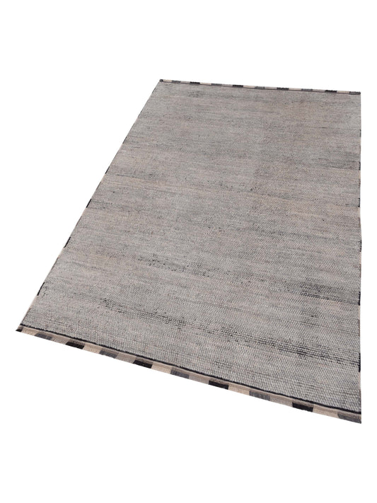 Anavera Silver Silver 6.2x8.10 Hand Knotted Rug