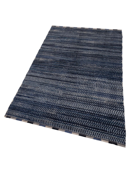 Anavera Indigo Gray 6.1x9.1 Hand Knotted Rug