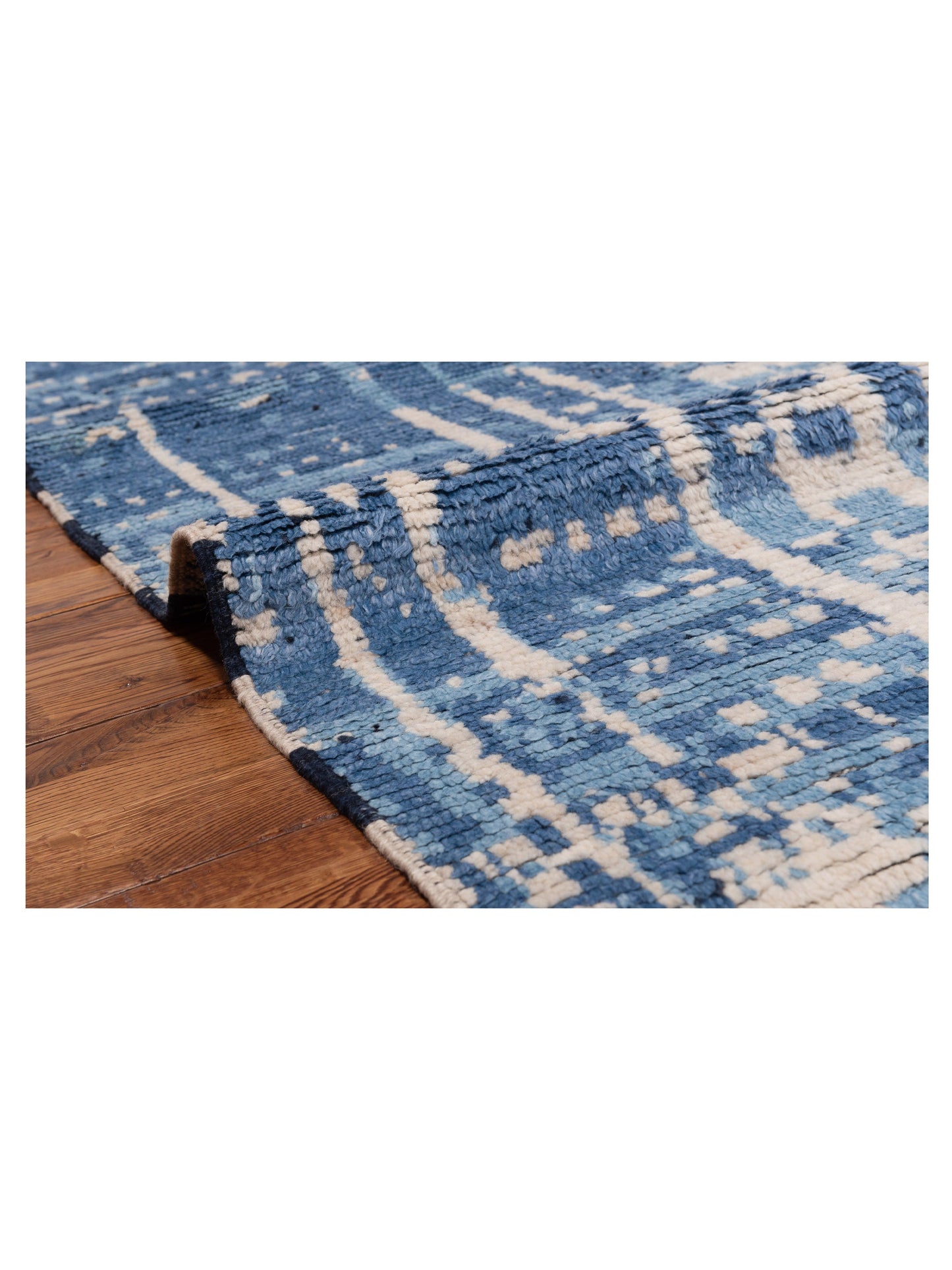 Anavera Ivory Blue 8x9.8 Hand Knotted Rug