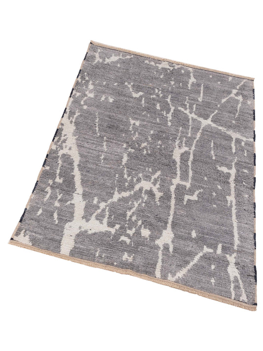 Anavera Gray Ivory 4x5.10 Hand Knotted Rug