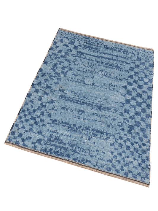 Anavera Blue Blue 3.11x5.10 Hand Knotted Rug