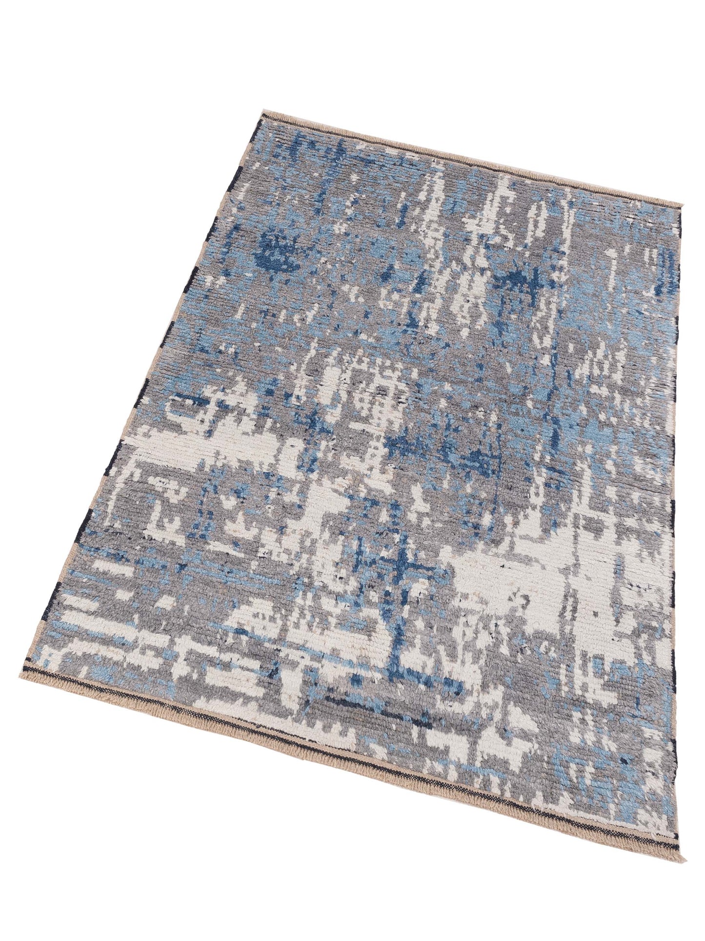 Anavera Gray Blue 4x6.1 Hand Knotted Rug