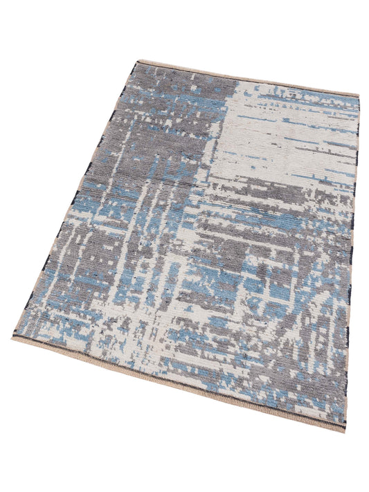 Anavera Ivory Gray 4x6.1 Hand Knotted Rug