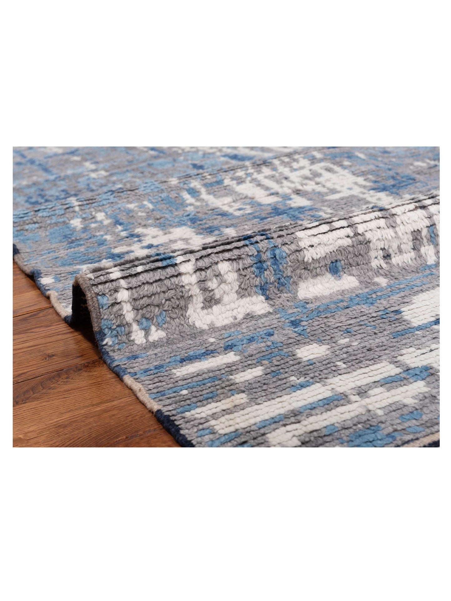 Anavera Gray Blue 8.1x9.9 Hand Knotted Rug