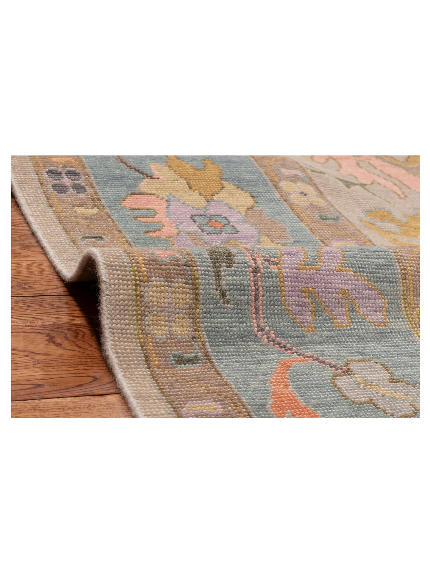 Oushak Ivory Blue 8.9x11.11 Hand Knotted Rug