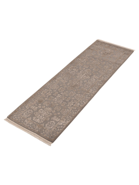 Javira Silk Gray Gray 2.8x8.1 Hand Knotted Rug