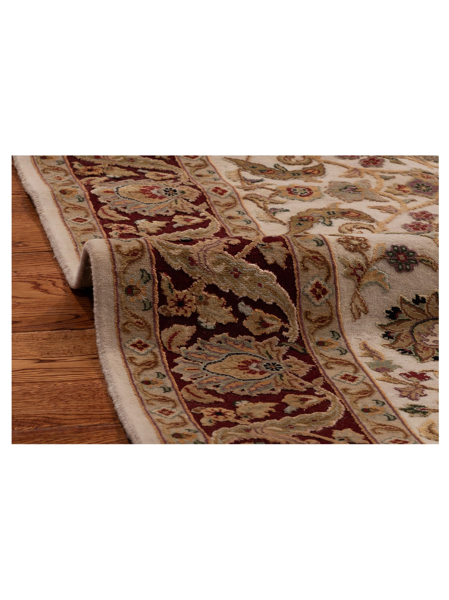 Javira Silk Ivory Red 5.8x8.1 Hand Knotted Rug