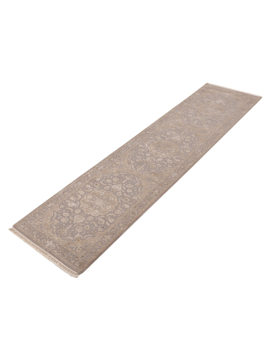 Javira Silk Gray Gray 3x13.1 Hand Knotted Rug